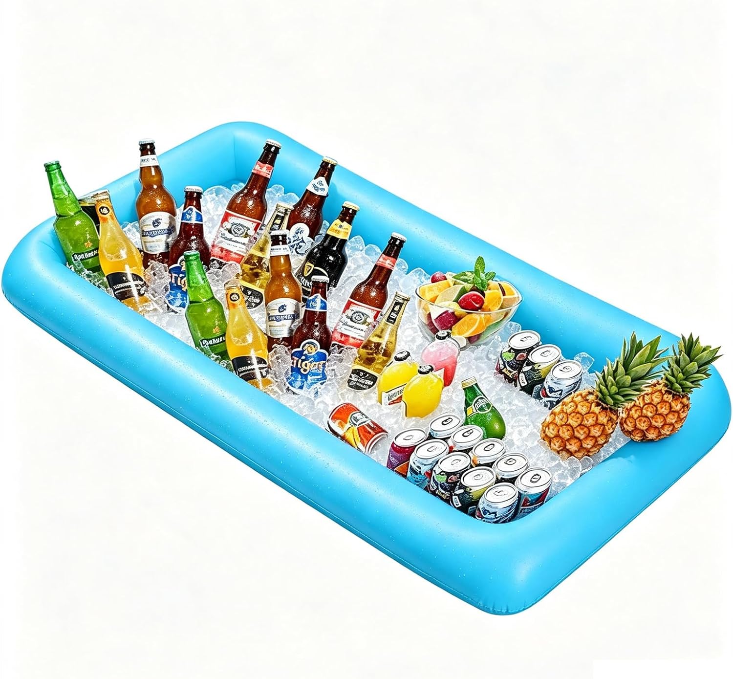 Ice Buffet Serving Tray Drink Cooler with Drain Plug,Inflatable Ice Serving Buffet Bar Inflatable Cooler for Parties Food 52 x 24 x 5'' (Black)
