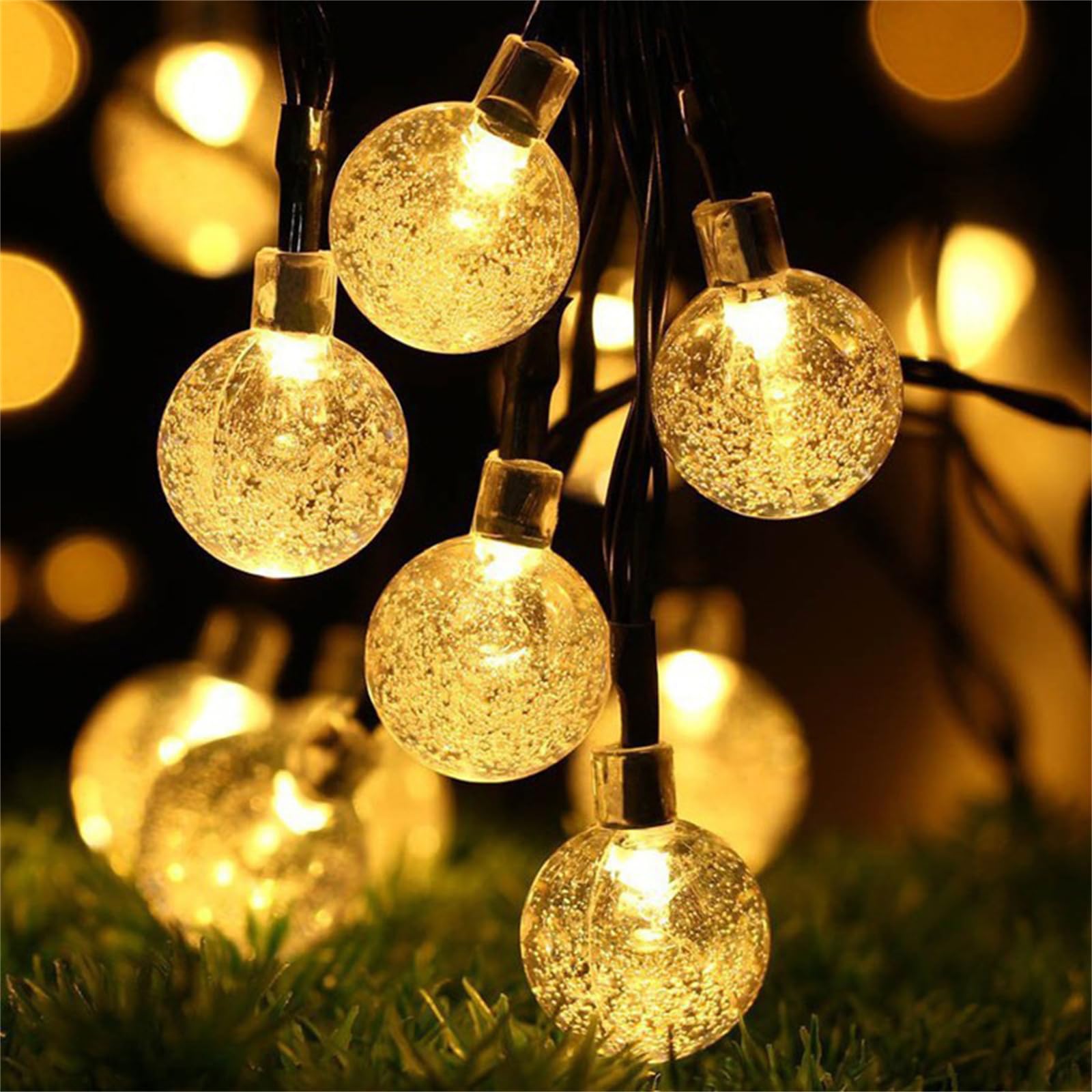 Mateju LED Lichterkette Außen Solar, Solar Lichterkette Aussen mit Fernbedienung 8 Modi Solarlichterkette Outdoor für Innen, Garten, Terrasse, Balkon, Hochzeit (Blase Kaltweiß,32M/300LED)