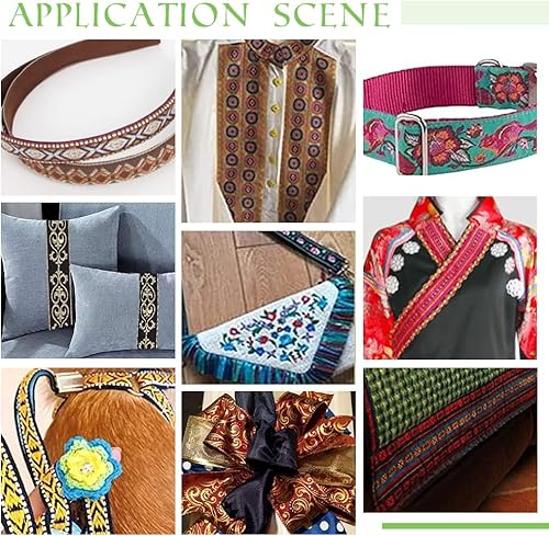 Miniatura 6 de PH PandaHall Cinta bordada de 10 yardas, 1.57 pulgadas de tela jacquard étnica de poliéster, cinta vintage con flecos para costura, manualidades,