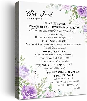 Psalm 23 Wall Art,Christian Religious Bible Verse Canvas Poster Print Wall Decor W633