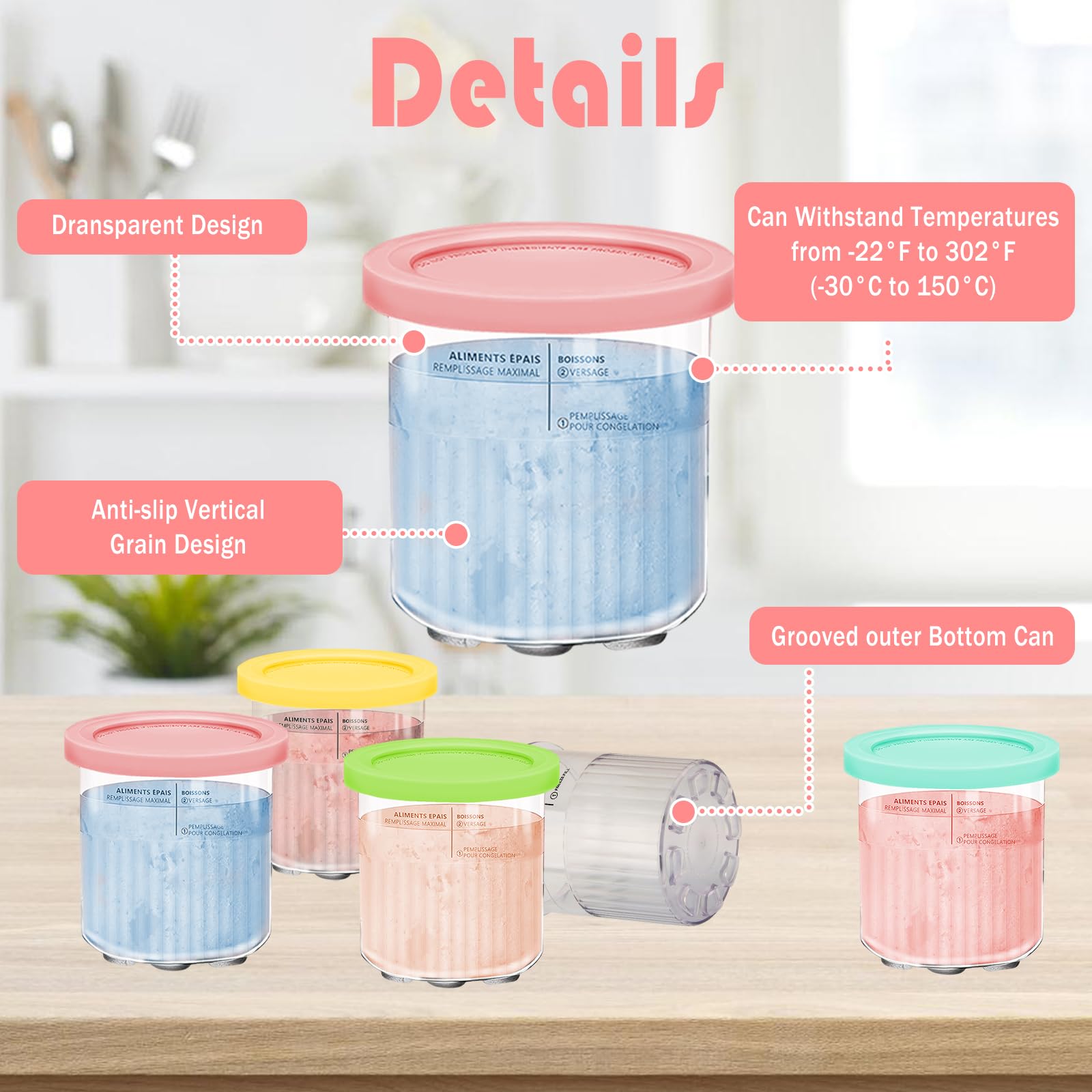 Contenitori Per Gelato Ninja NC501 NC500 - 4 Pezzi Con Coperchi, Lavabili In Lavastoviglie, Da 800ml - Foto 3