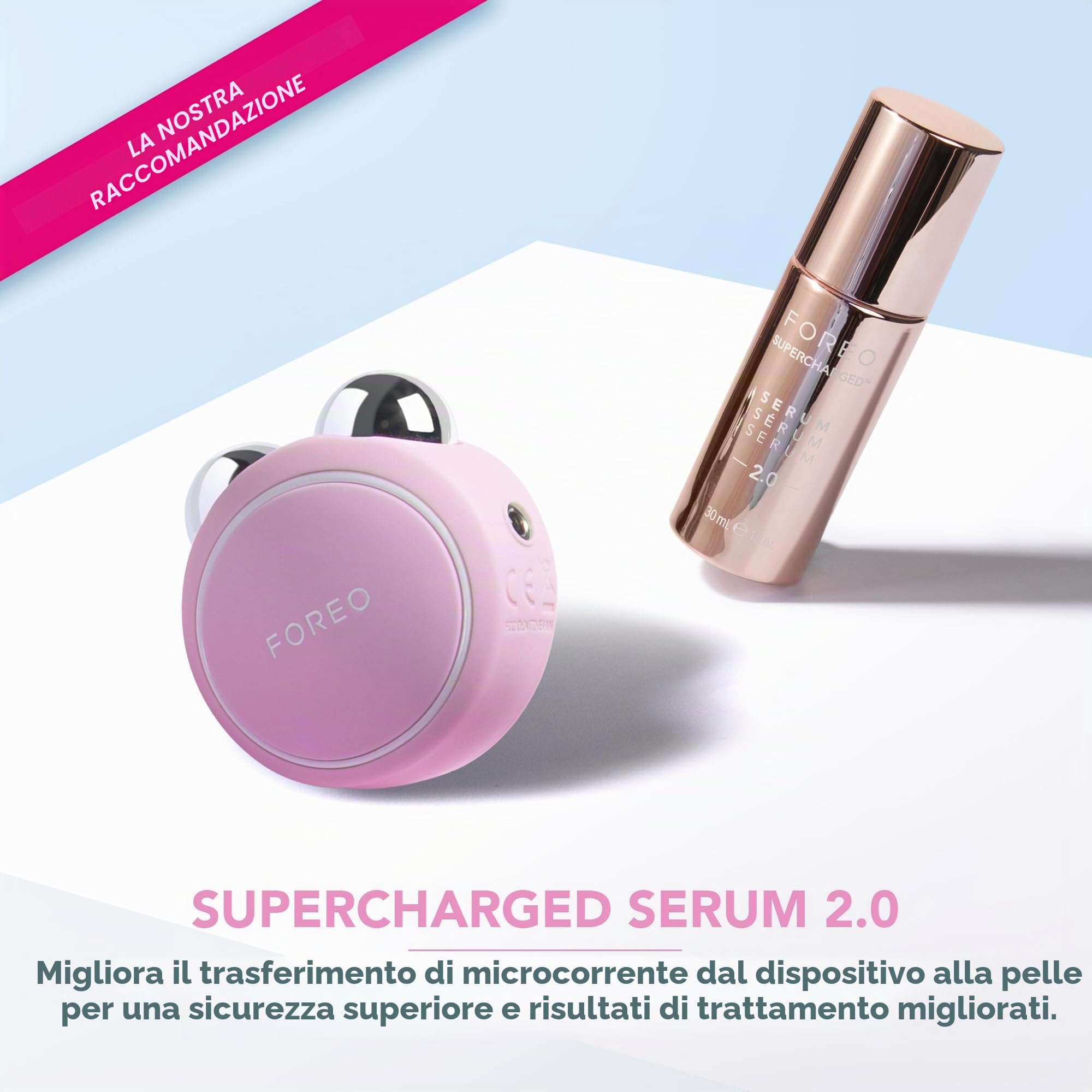 Foreo Bear Mini, Massaggiatore Viso Antirughe con Microcorrente, Massaggio Viso Mirato per Rughe Della Fronte e Doppio Mento, Ginnastica Facciale, Lifting Viso Non invasivo, Pearl Pink