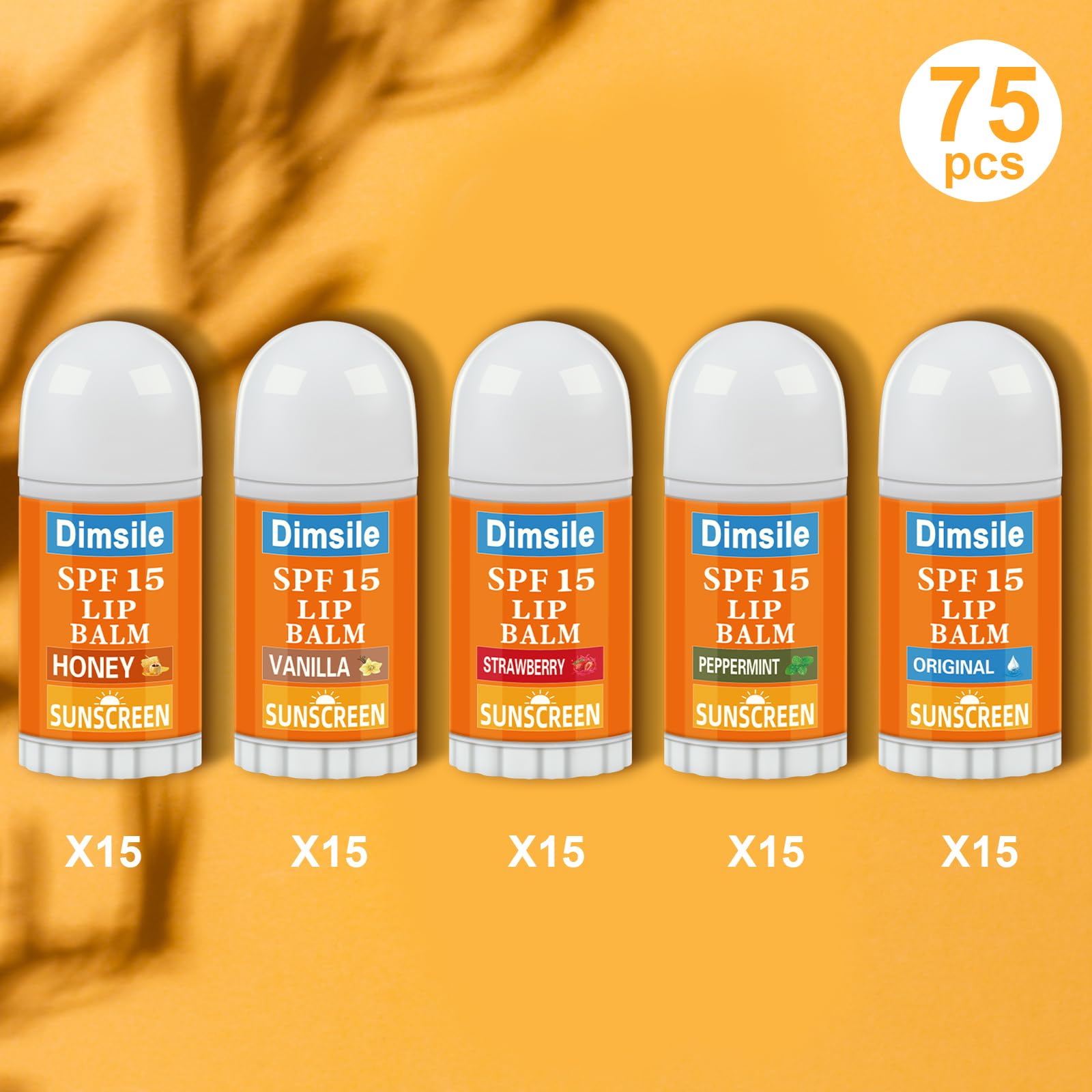 75 mini bálsamos labiales con protección solar SPF 15. Regalo ideal para profesores, enfermeras, voluntarios y empleados. Perfecto como regalo de agradecimiento. También para acompañantes