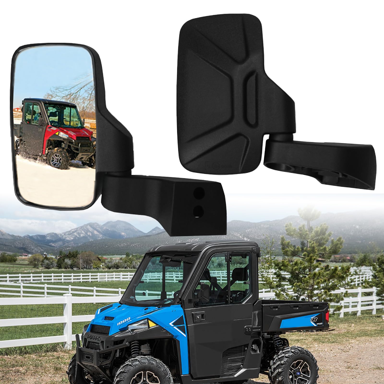 外装パーツ ドアミラー UTV用 耐衝撃サイドミラー CAN AM ポラリス RZR 800 900 1000 ヤマハ 1.75&2inchクランプ ロールケージ取付 Vulcans 3点で1000円OFFクーポンありノア ヴォクシー 90系