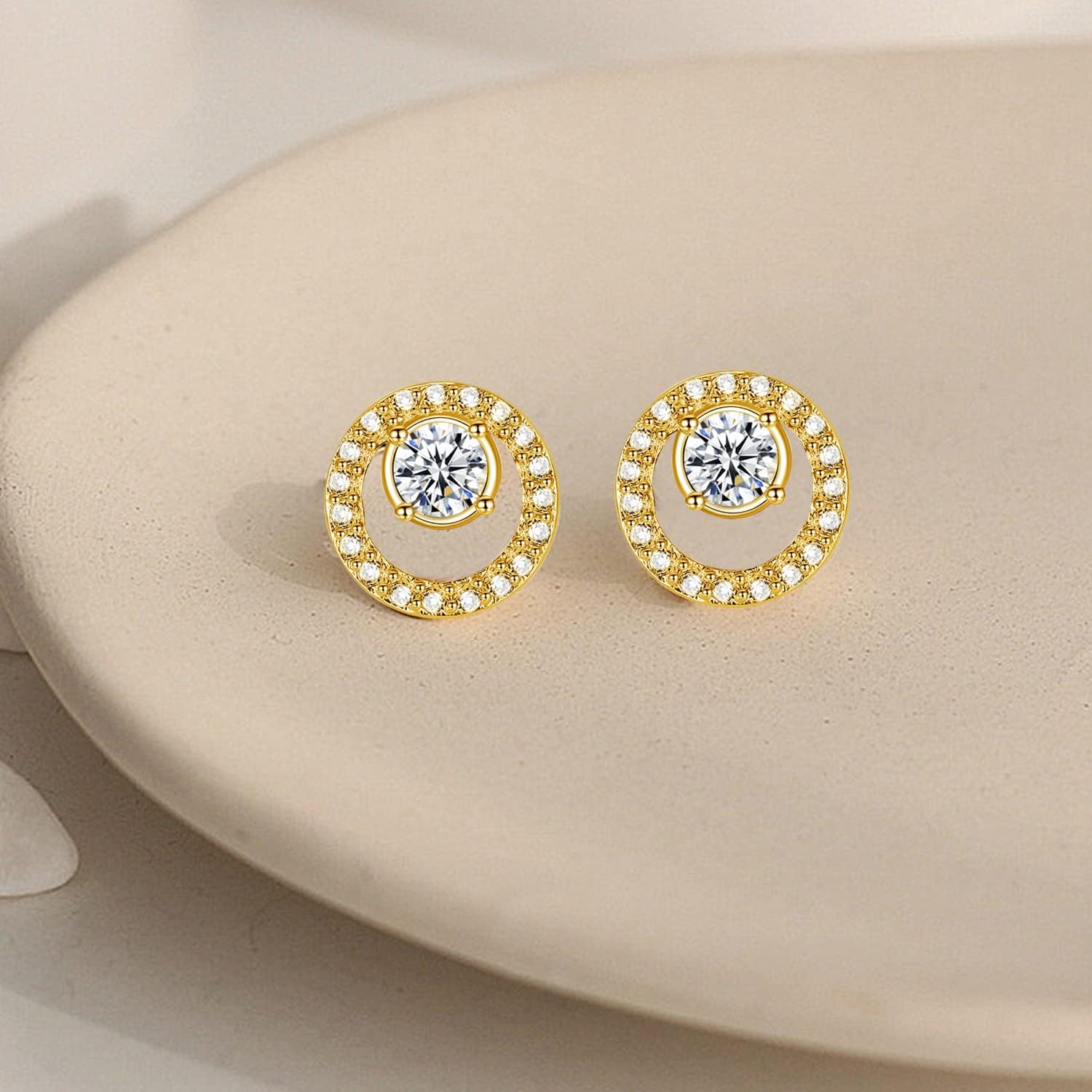 Simple Geometric Round Stud Earrings 925 Sterling Silver Post Circle Love Knot Studs for Women - Image 2