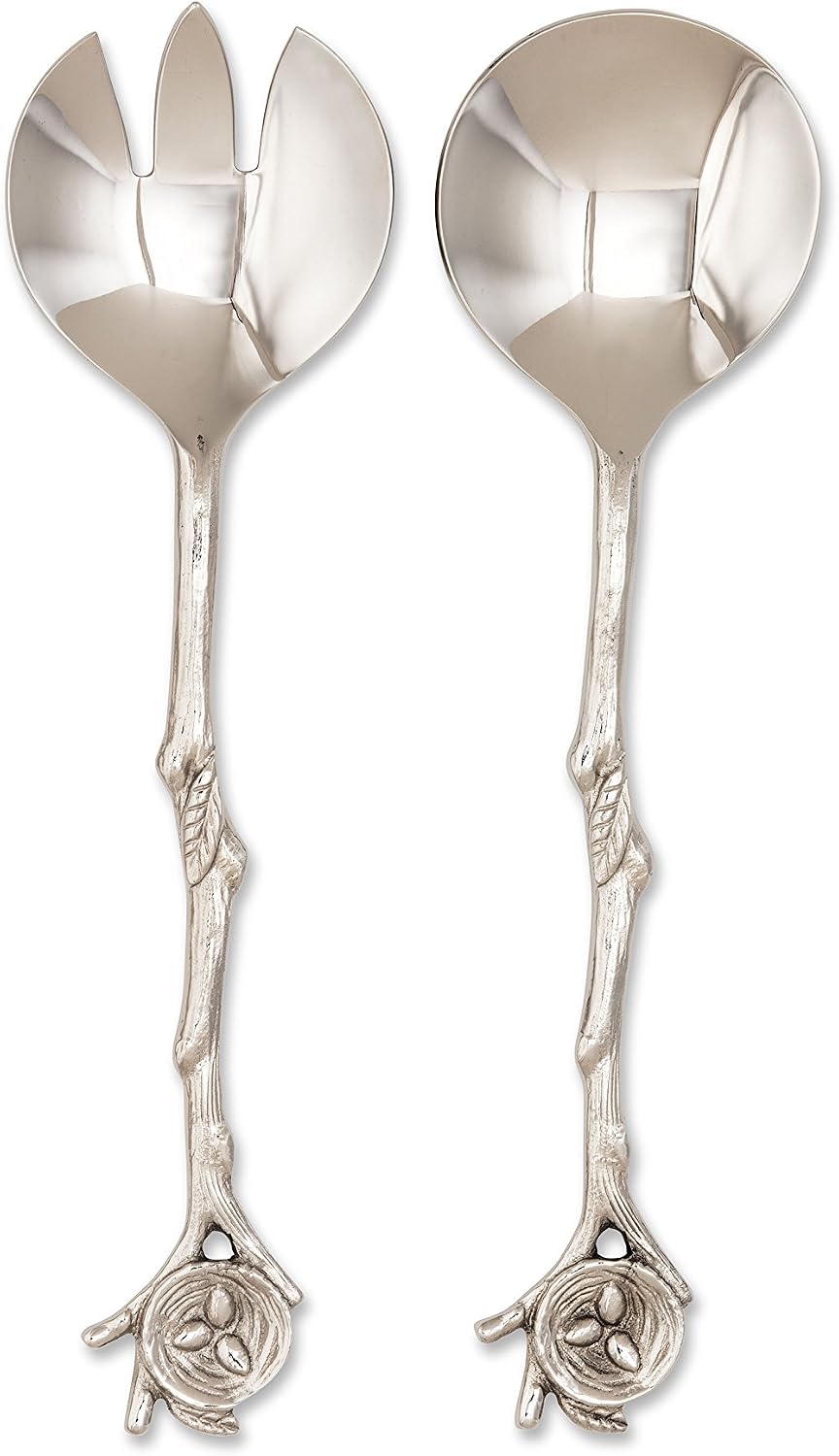 Abbott Collection 36-Springtime Branch w/Nest Salad Servers-10.5" L, Silver