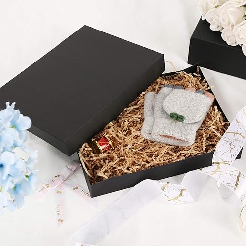 Miniatura 2 de JINMING 12 cajas de regalo con tapas, cajas de regalo de 11 x 8.5 x 1.5 pulgadas para ropa, cajas de regalo negras, cajas de regalo para camisas