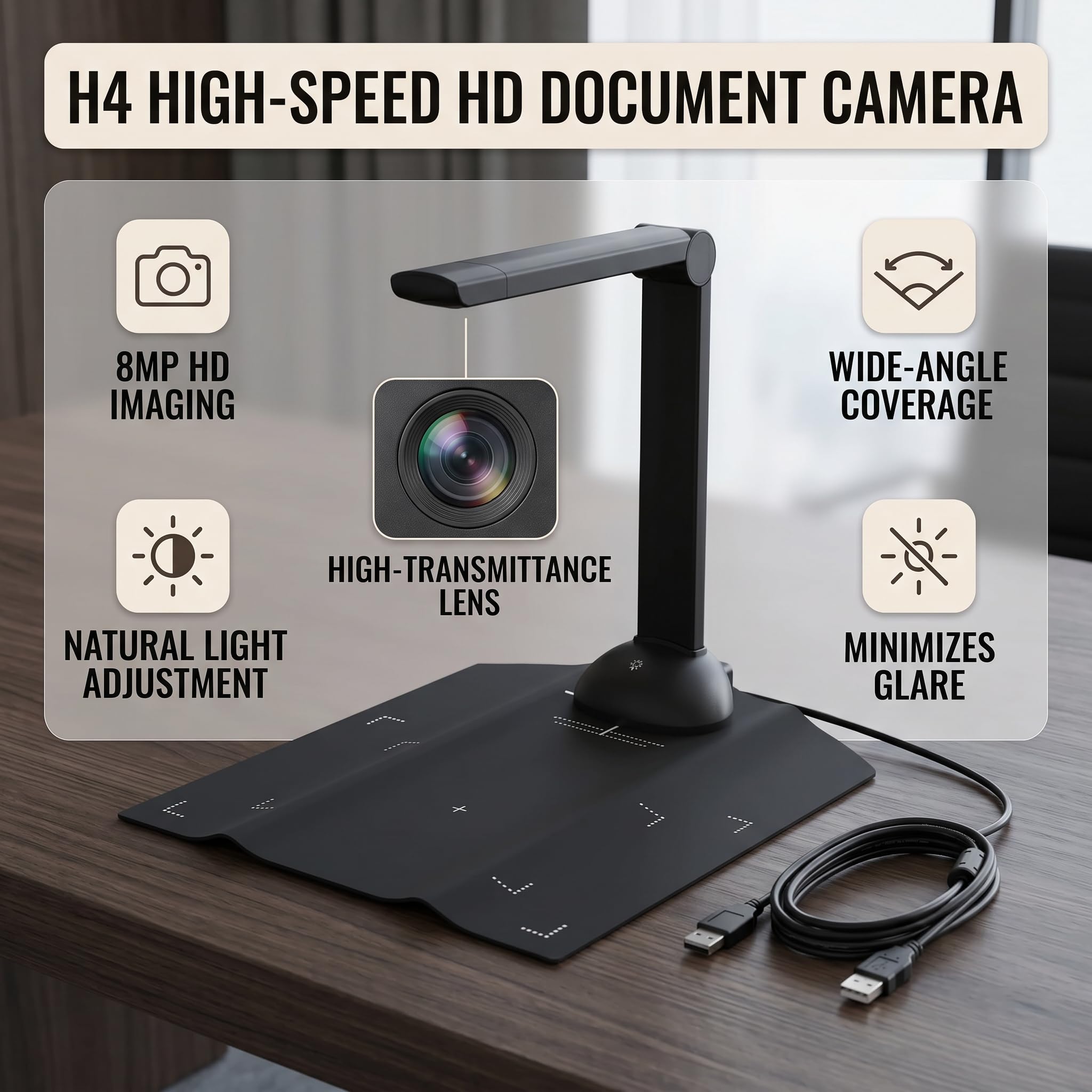 Garosa Scanner A3 Portable Haute Définition 8MP Scanner de Livres Lumière Réglable 3 Vitesses pour Bureau École