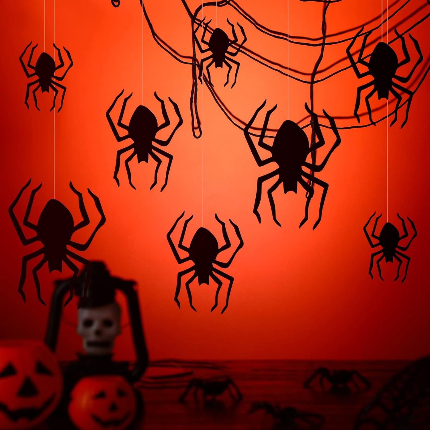 Ferraycle 18 Pcs Halloween Spider Decorations Scary Spider Ornaments Halloween Creepy Hanging Decor Outside Large Decoration for Wall Yard Garden House Decor