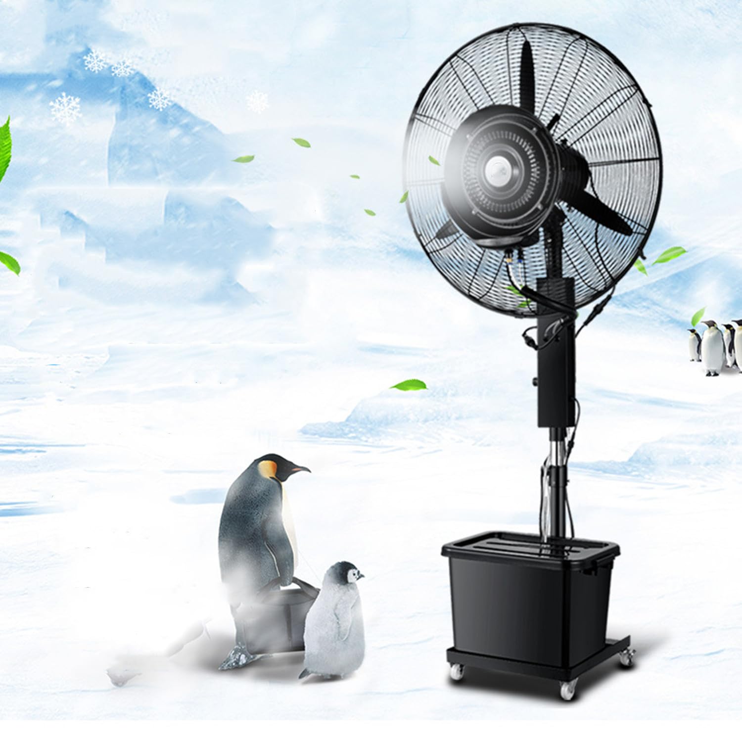 asdchZen Pedestal Stand Fan With Misting And Oscillation, High Velocity Adjustable Height Floor Fan For Outdoor Indoor Camping