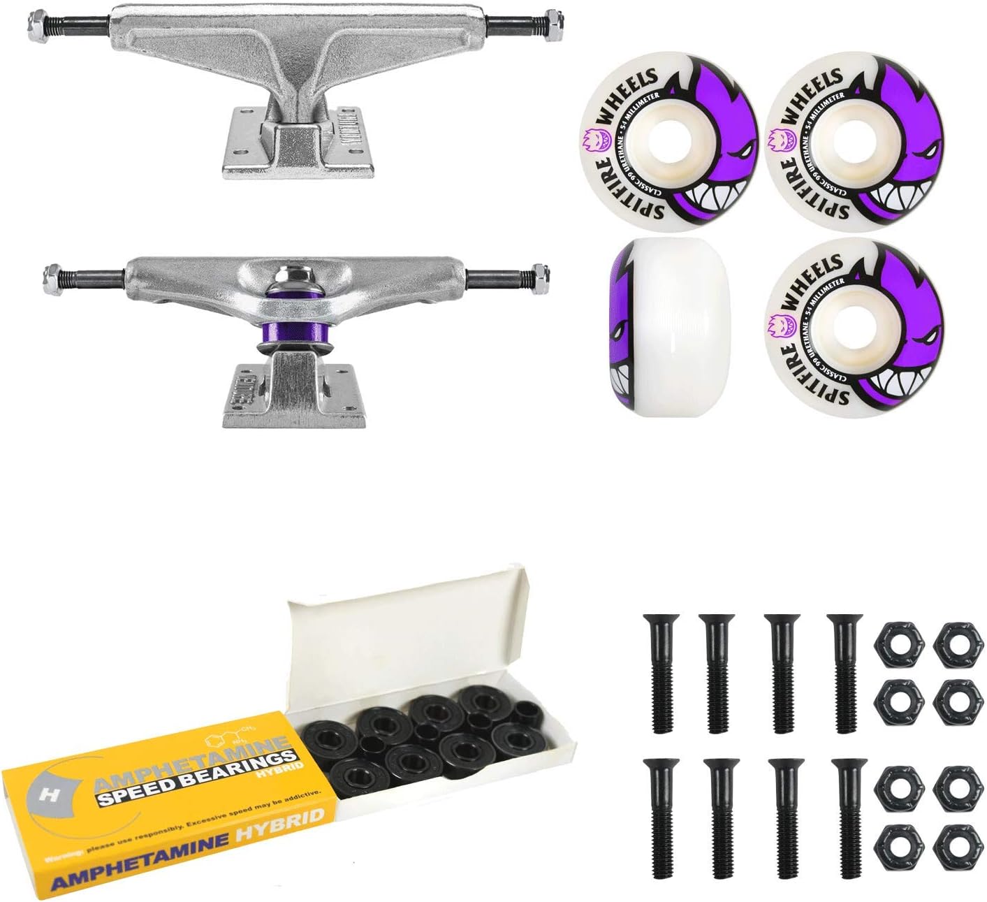 Venture Skateboard Trucks 5.6 High Spitfire 54mm Wheels/Bearings Package