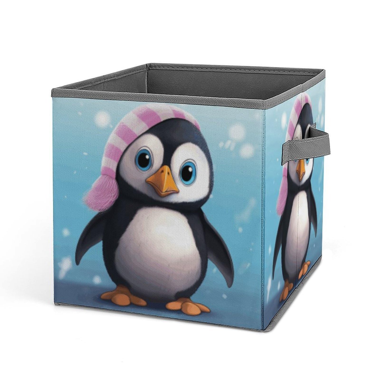 JTREHY Lovely Penguin Storage Bins Sturdy Large Capacity Folding Sorting Boxes Convenient Stable Storage Box Collapsible Fabric Storages Cubes Organizer with Handles