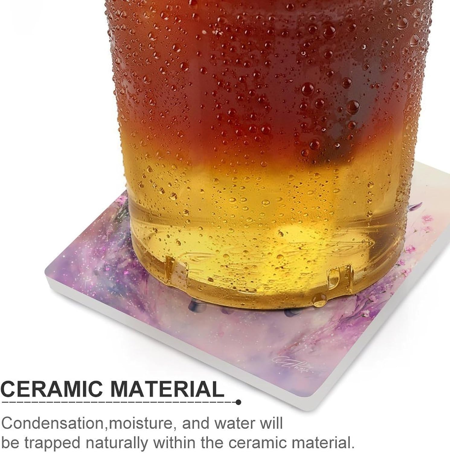 White Horses Ceramic Coasters Square Drinks Coaster Coffee Table Decor Table Coaster for Home Bar