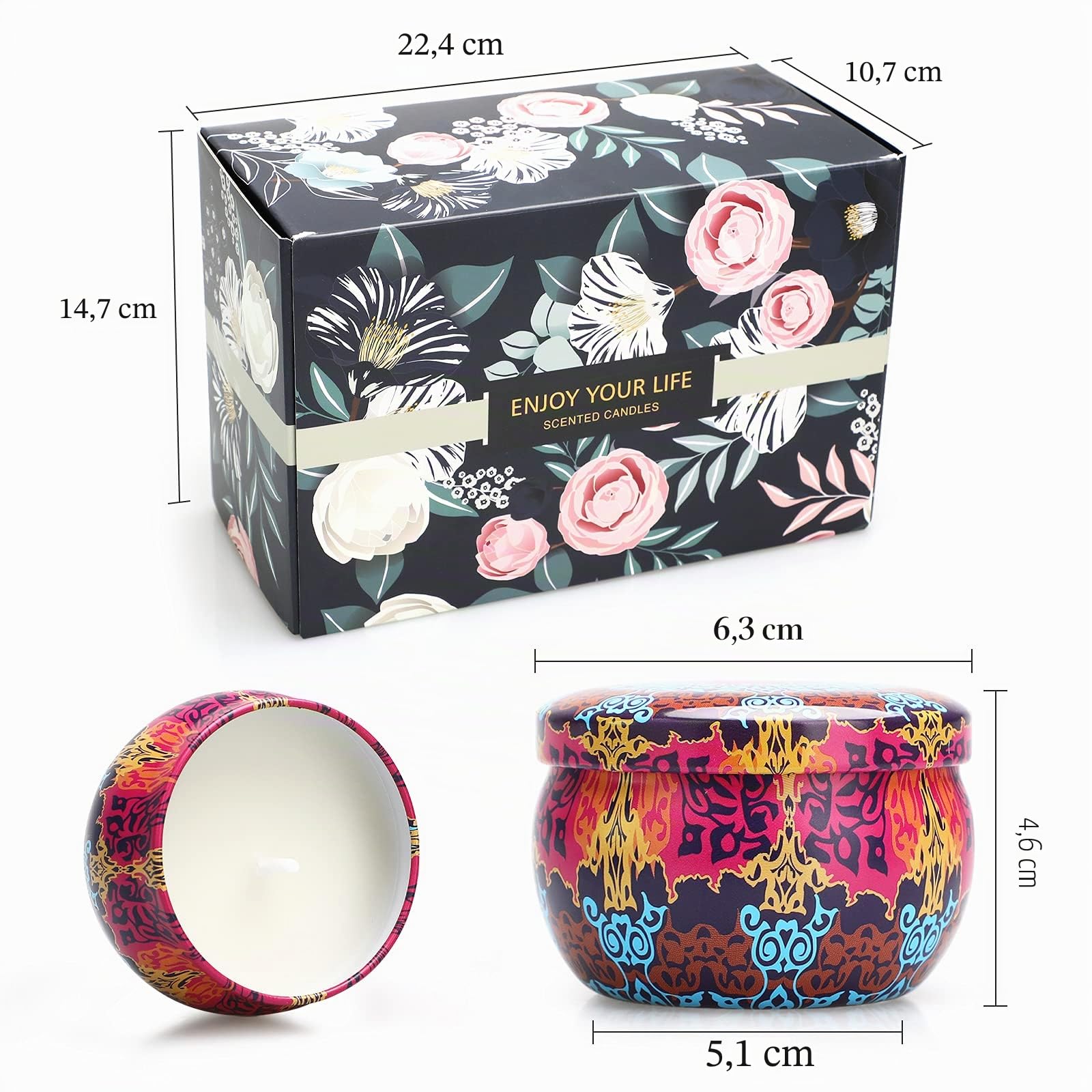 Velas Perfumadas Juego de 12 Piezas, Velas Aromaticas Decorativas, Cera de Soja Natural, Regalos Originales para Mujer, para Boda Baño Yoga Cumpleaños Navidad Día de San Valentín Regalos