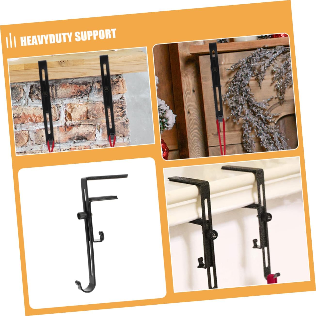 ORFOFE 2pcs Adjustable Stocking Holders Mantle Hangers for Holiday Decor Versatile Garland Hooks for Wreaths and Ornaments Sturdy Fireplace Decoration