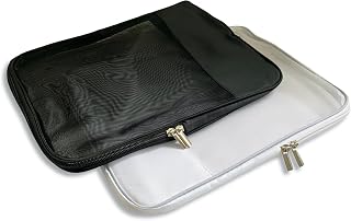 Pack of 2 A4 Mesh File Bags - Plastic Wallets A4 Folders Document Zipper Pocket - Clear Paperwork Art Folder Briefcase Storage Paper Wallet for School Office Work Travel File Organizer