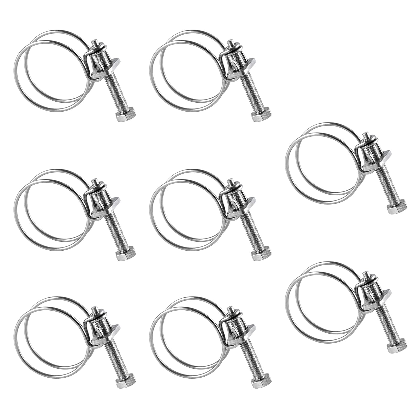Hose Clamps and Wire Clips Set, 8 Stainless Steel Hose Clips, 25mm Pond Hose Compatible, Emergency Pipe Repairs, Automotive Hose Maintenance, Garden Irrigation System Installation