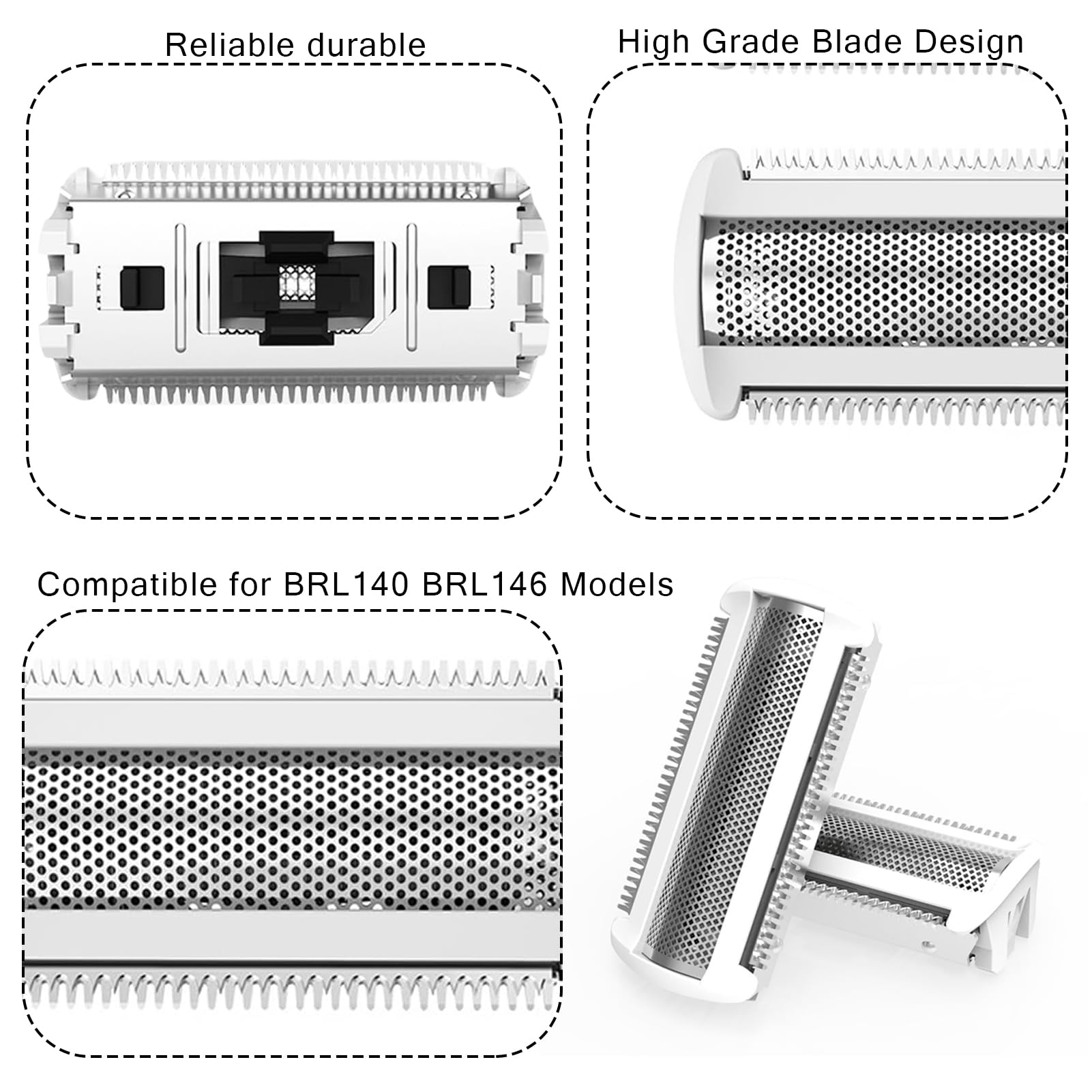 Lady Shave Outer Foil Head Shaver Replacement One Blade Replacement Head Trimmer Stainless Steel for Electric Ladyshaver for Wet and Dry Foil Blades for BRL140 BRL146 (1pcs) - Image 2