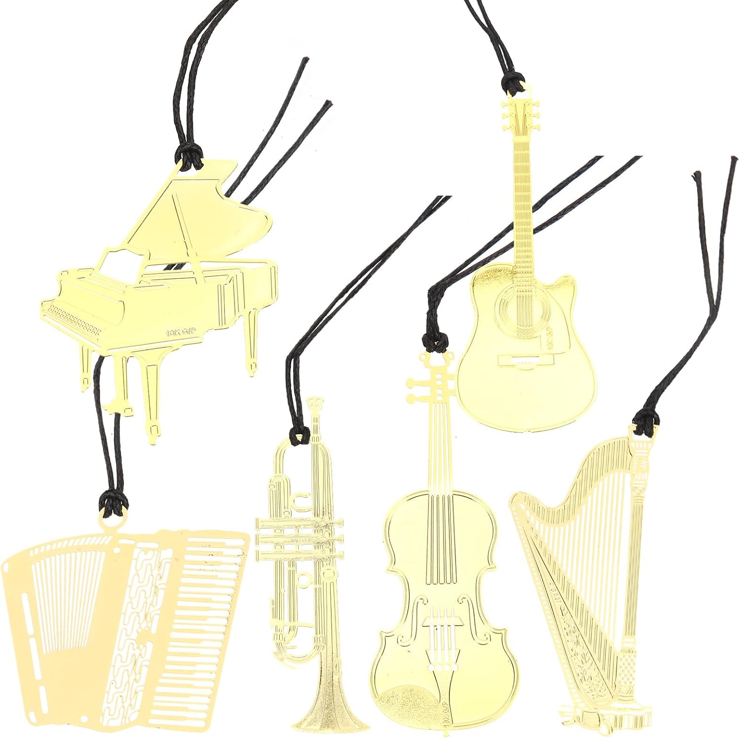 SHINEOFI 6Pcs Metal Musical Instruments Bookmarks Set, Cute Metal Page Markers for, Decorative Book Accessories for School Reading and Music Lovers