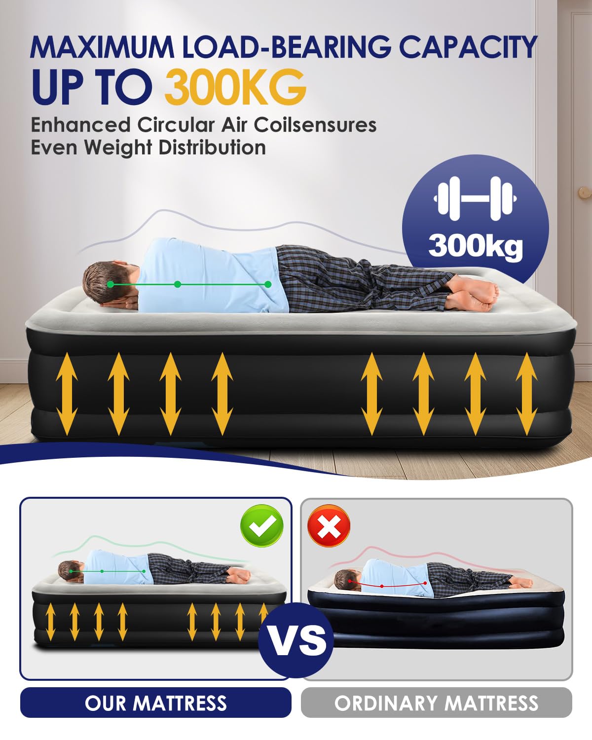 Amazon.co.jp: Victoper ダブルエアベッド、充電式ポンプ内蔵 クイック