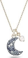 Swarovski Luna Crescent Moon Crystal Pendant Necklace - Rose Gold Tone, Adjustable 15.75-18.5" Length