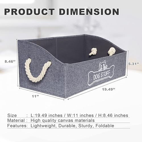 Miniatura 2 de Vumdua Caja grande de juguetes para perros, contenedor trapezoidal para juguetes para perros con asas, cesta de almacenamiento plegable para