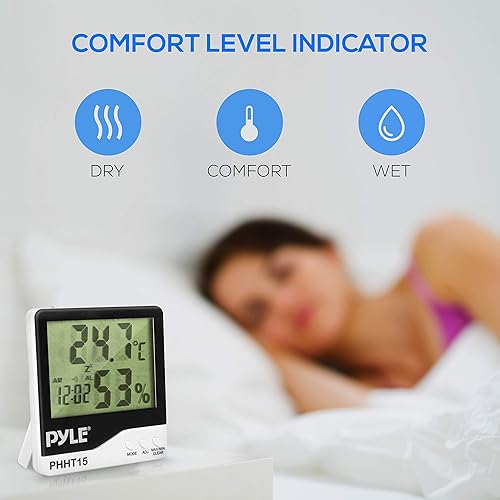 Miniatura 3 de Pyle PHHT15 - Termómetro digital para interiores, termómetro y medidor de humedad con monitor de temperatura y humedad, registros altos y bajos,