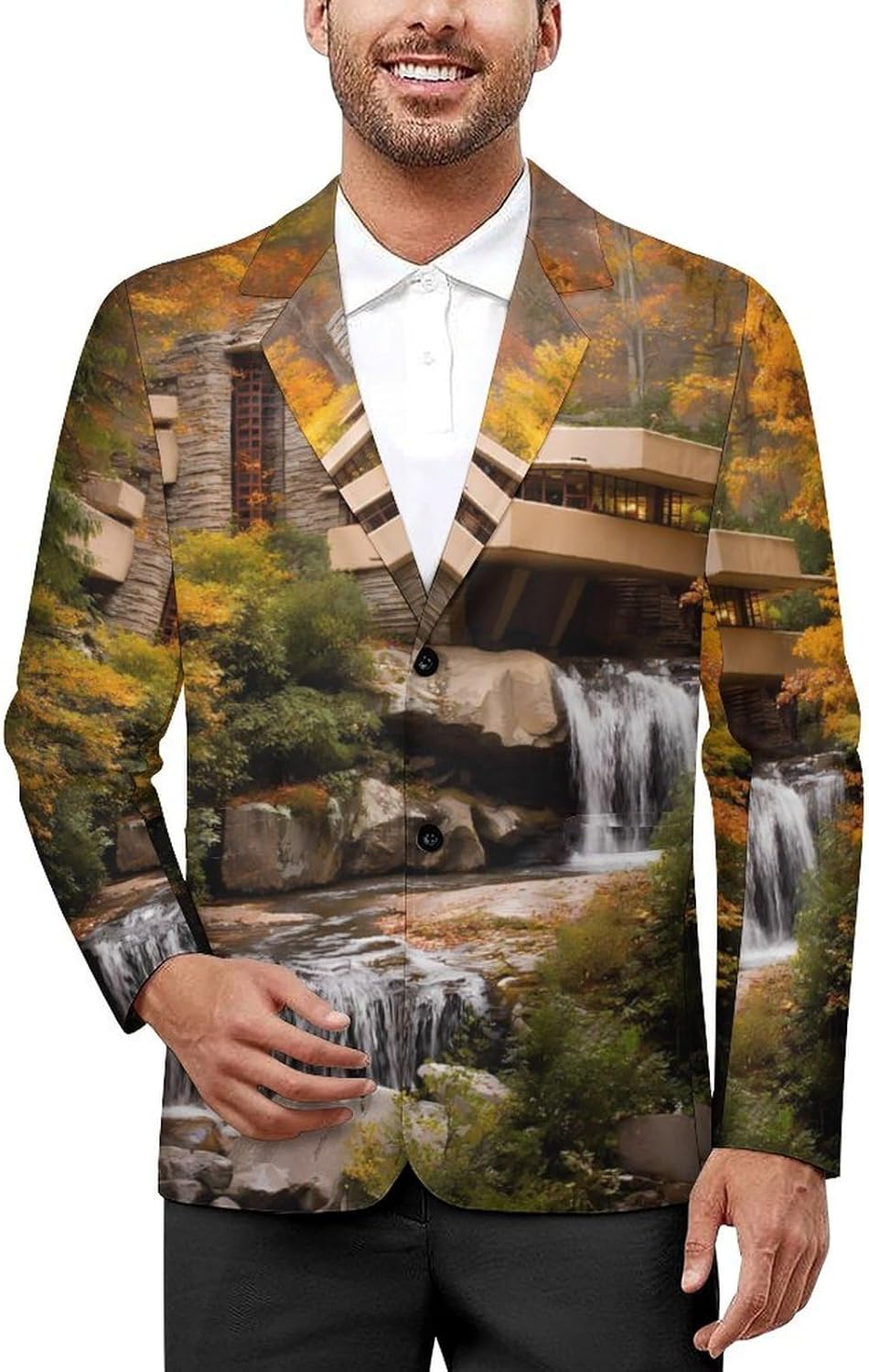 Fallingwater House Mens Blazer Two Button Lightweight Sport Coats Suit Business Jacket
