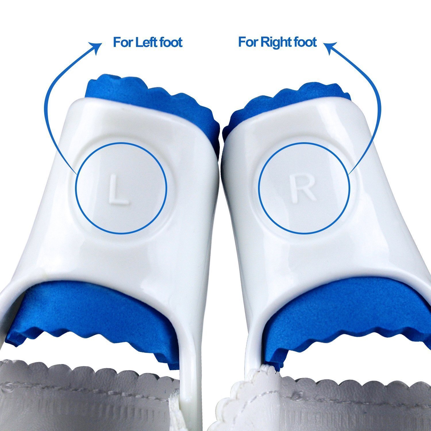Pedimend Ballenzeh-Schiene, verstellbar, Schutz, bei entzündeten Fußballen, Korrektur, Hallux Valgus, Fußschmerzen, Hammerzehen, großer Zeh Trenner, Unisex, Fußpflege, Weiß und Blau, 2 Stück/1 Paar