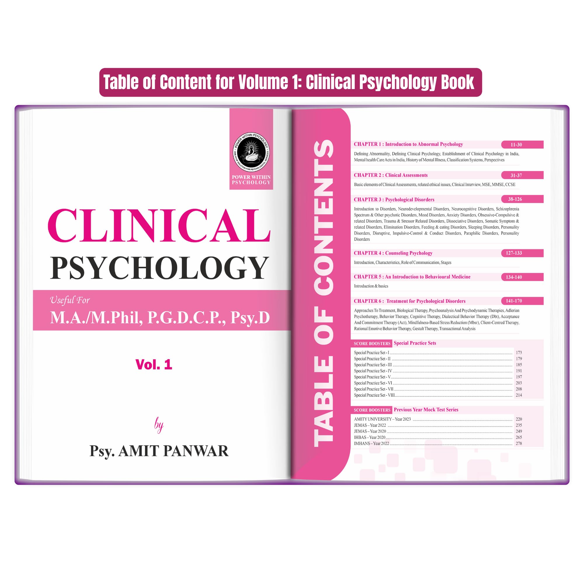 PWP MPhil / MA Clinical Psychology (4 Books Set) - PsyD & Post Graduate Diploma in Clinical Psychology (RCI) Entrance Exam Preparation Book - New & Updated Edition 5, 2026 - Power Within Psychology 1