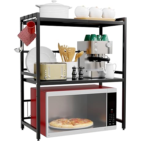 2 Tier Kitchen Countertop Shelf - Adjustable Shelf Organizer