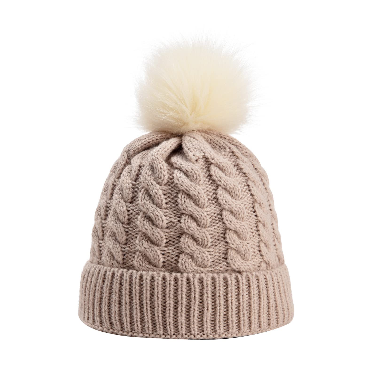 Czapka Zimowa Ciepła Podszewka Bawełniana Cienka Dzianinowa Czapka Dla Malucha Dziecięca Chłopięca Czapka Zimowa Dla Dziewczynek 55 Dziewcząt/Beige/One Size