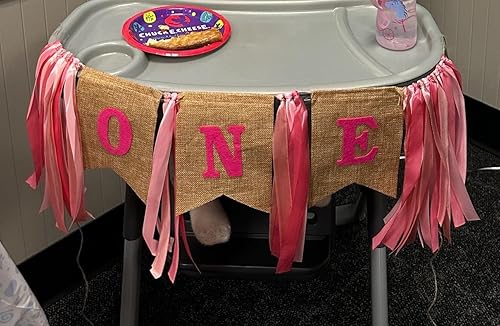 Miniatura 5 de SS Cohen Decoraciones de 1er cumpleaños para niña con silla alta de arpillera para decoración de fiesta de primer cumpleaños