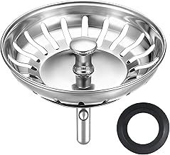 Universal Drain Plug 82 mm - Sink Strainer Kitchen Sink Plug - Stainless Steel Sink Plug for Drain Openings 82 to 84 mm, Two Replacement Gaskets