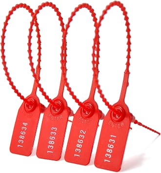 Plastic Security Seals Anti- Tamper Tags Numbered Zip Ties for Fire Extinguisher Pull Tite Safety Seals Disposable Self Locking Security Tags for Extinguisher 1000pcs, Red
