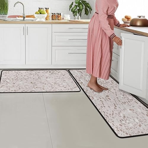 Vista 42 de Tapete de cocina acolchado con patrón de estrellas brillantes, antifatiga, juego de 2 piezas, duradero, resistente a las manchas, parte inferior