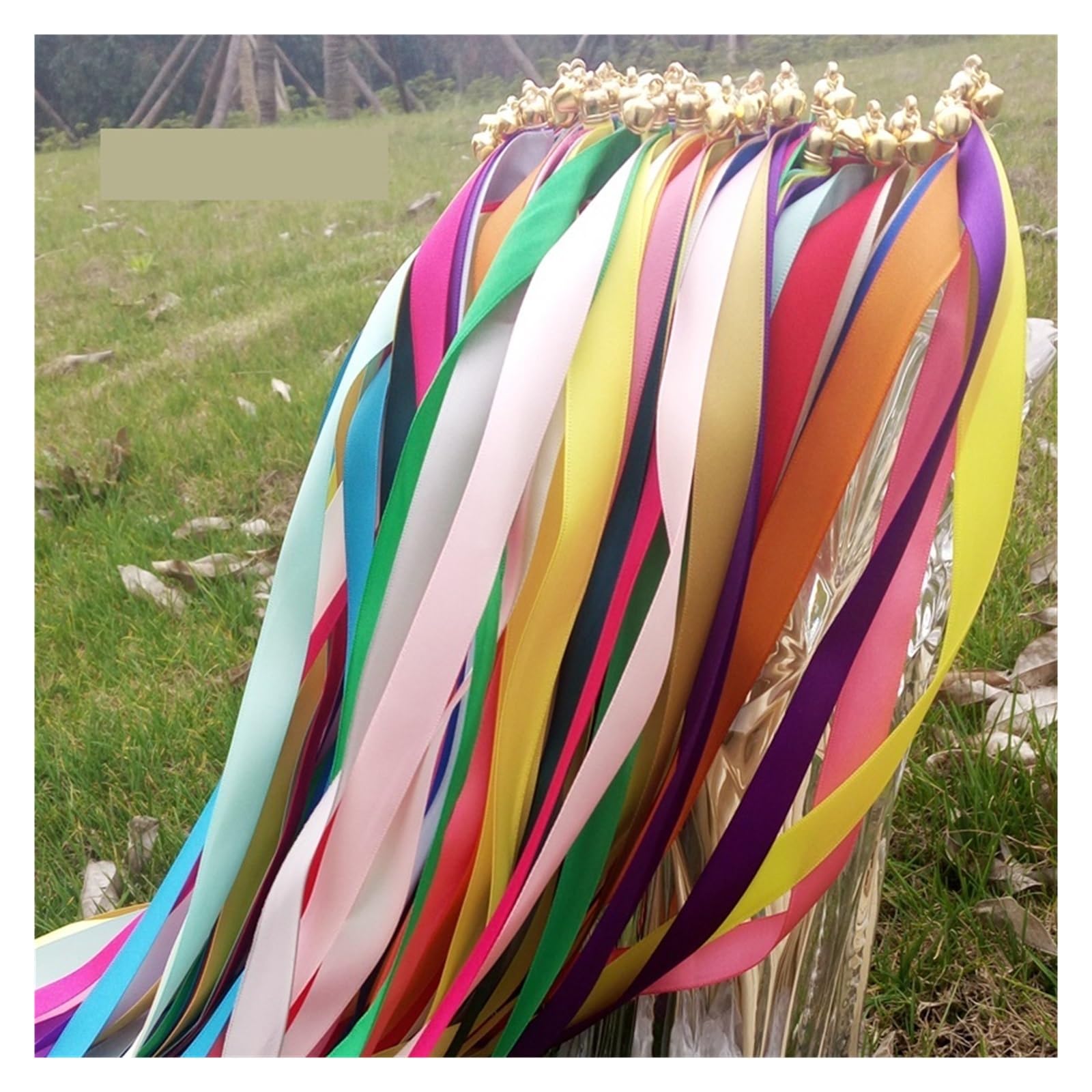 Walciki ślubne z wstążkami, Różdżki ślubne ze złotymi dzwoneczkami 20 lub 50 sztuk, wielokolorowe(50pcs)