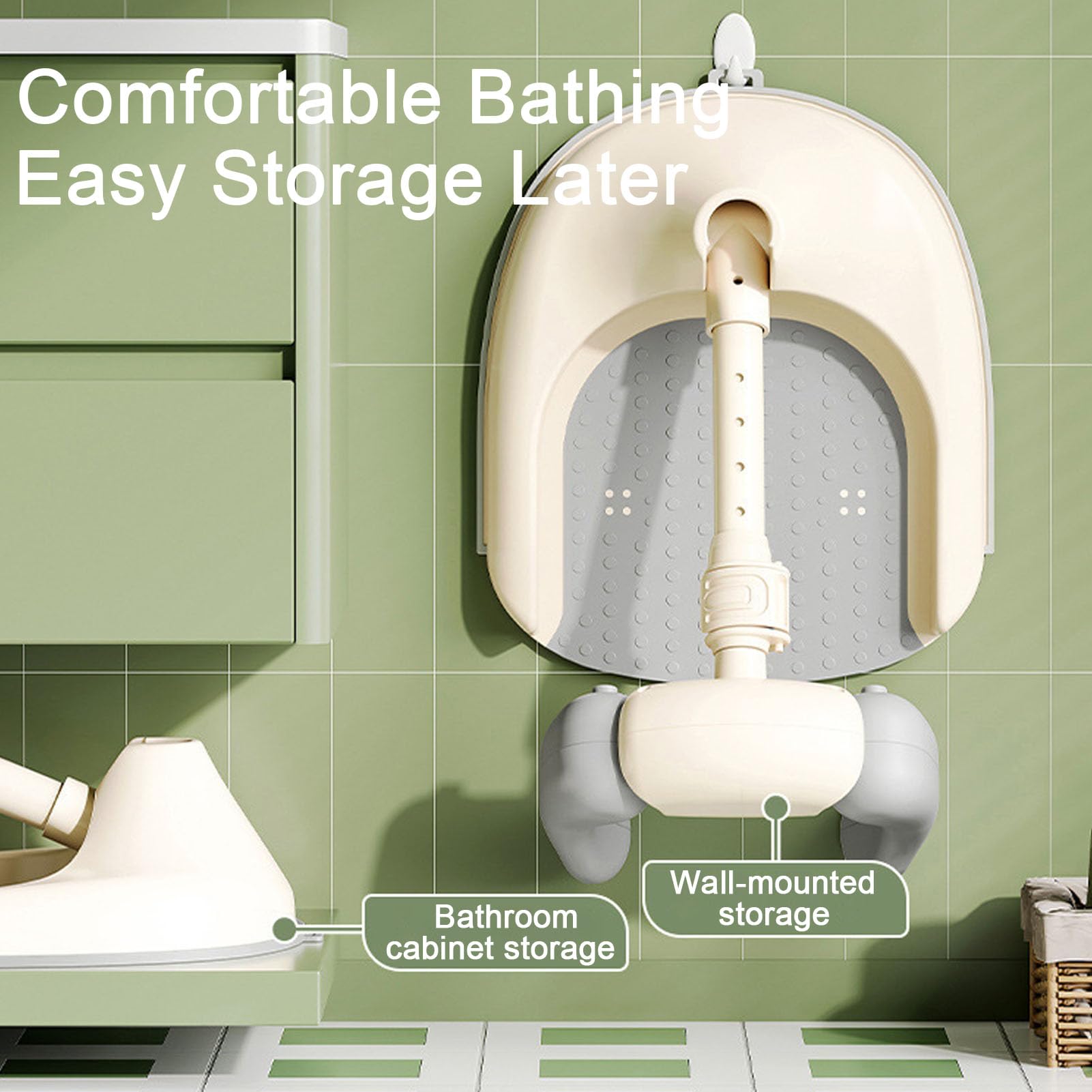 Soporte De BañEra para Bebé Altura Ajustable De Soporte De Baby Shower con Base Antideslizante para Bebé Desde hasta NiñO PequeñO 6-36 Meses BañArse Y Cambiar PañAles Khaki 33.5x39x54cm