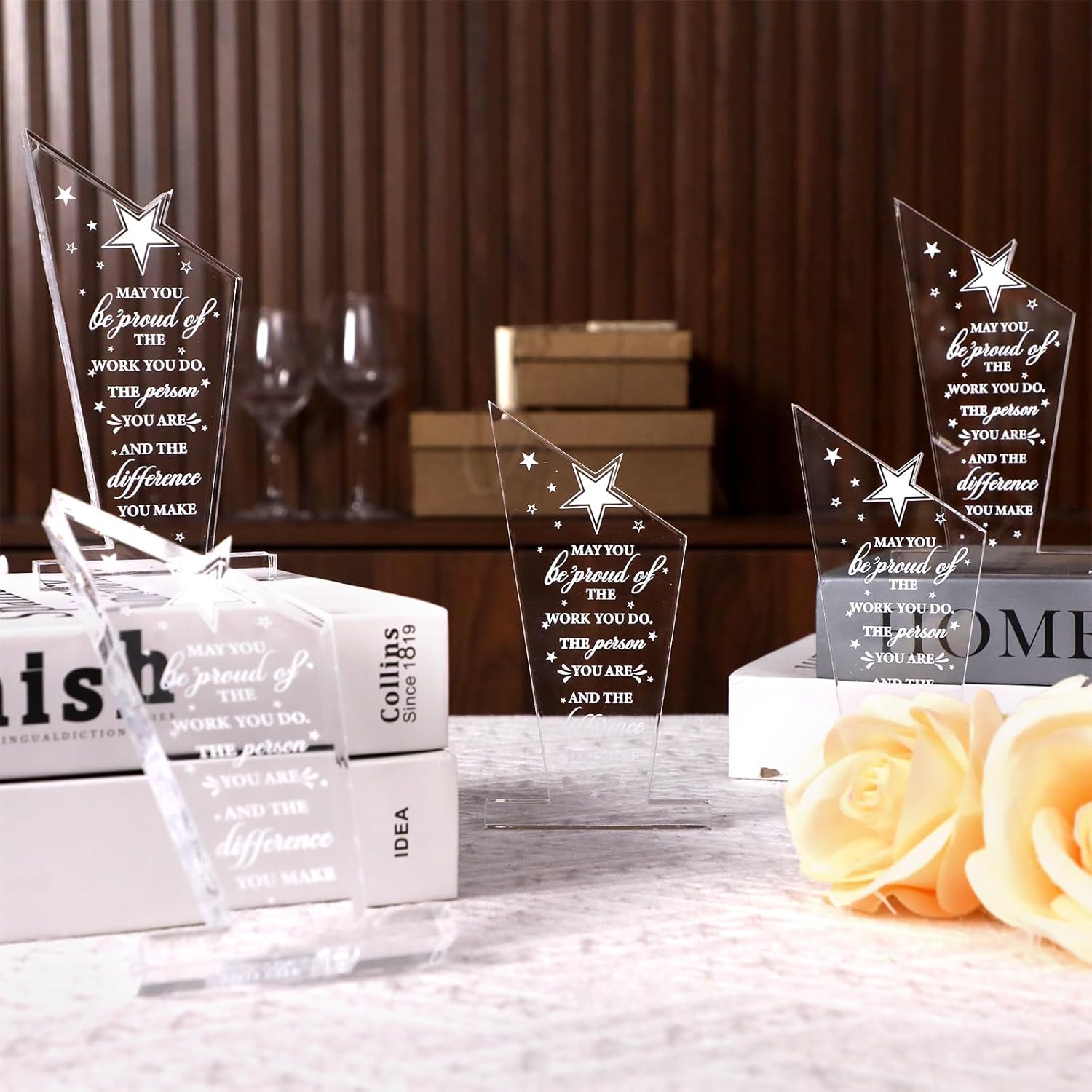 10Pcs Employee Appreciation Awards Gifts Inspirational Thank You Acrylic Trophy for Coworker May You Be Proud of The Work You Do Prizes Giftsfor Adults Employee Party Office Decorations