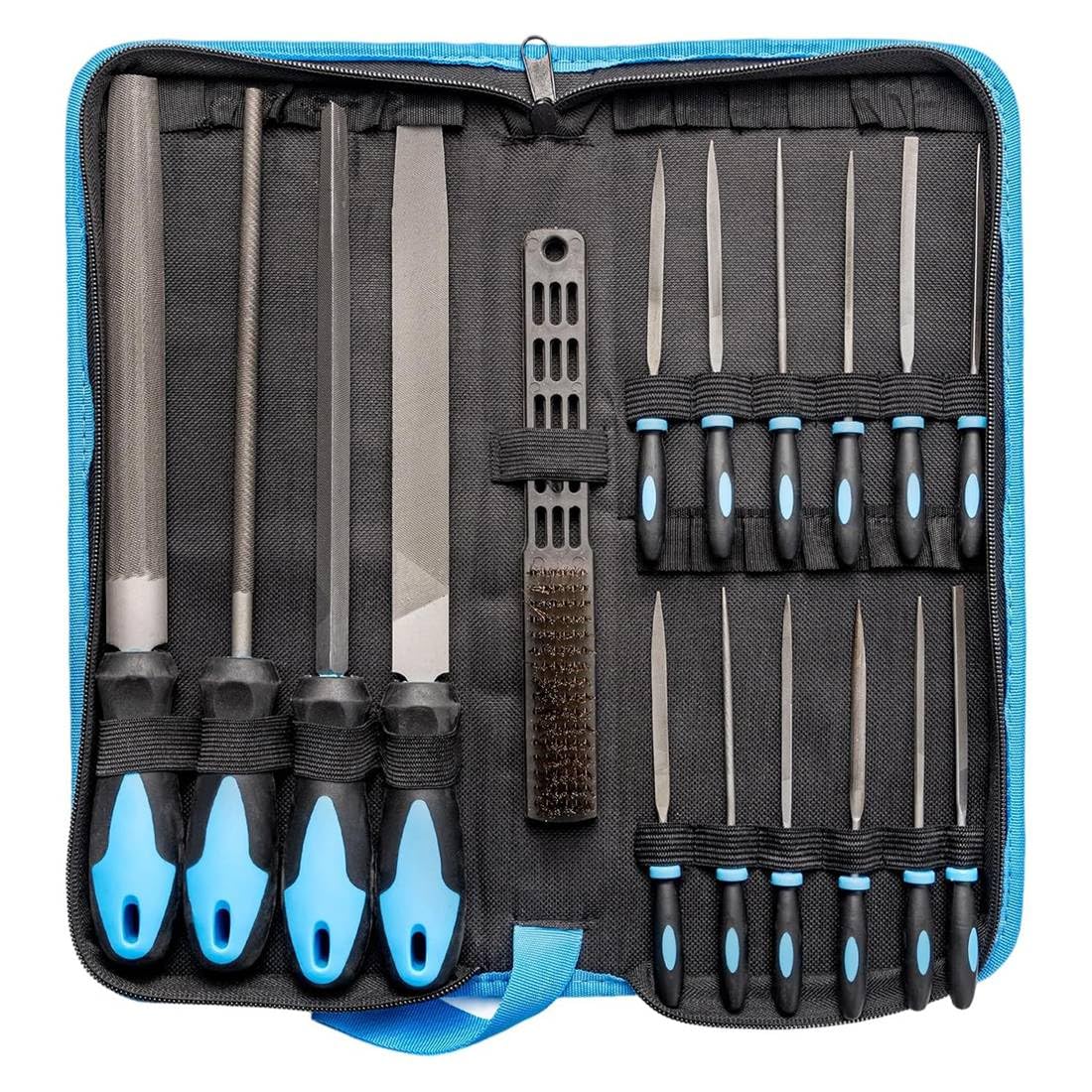 Jnchdghwa Blue 12Pcs Needle File Set Filing And Diy Work Half-Round, Round, Triangle And Flat Files