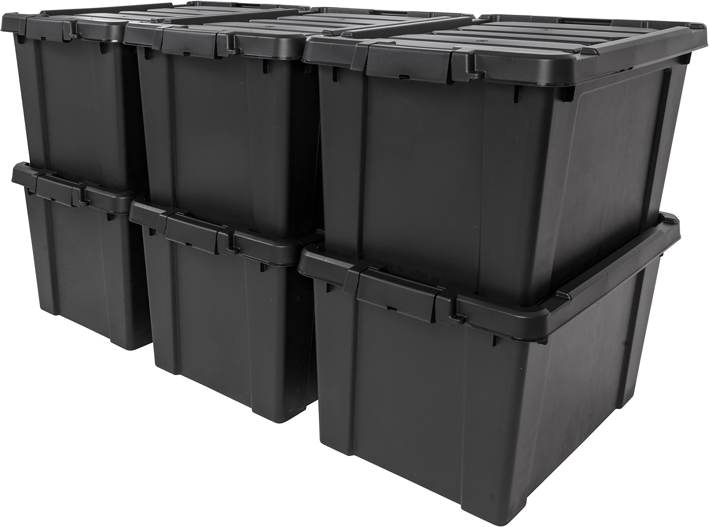 Iris Ohyama USA 6 Pack 76qt/19gal Heavy-Duty Storage Plastic Bin Tote Container, Black