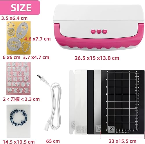 Miniatura 2 de Máquina electrónica A5 de troquelado y estampado de metal rosa Carpetas de estampado 3D, 2 juegos de troqueles de corte de metal, suministros de