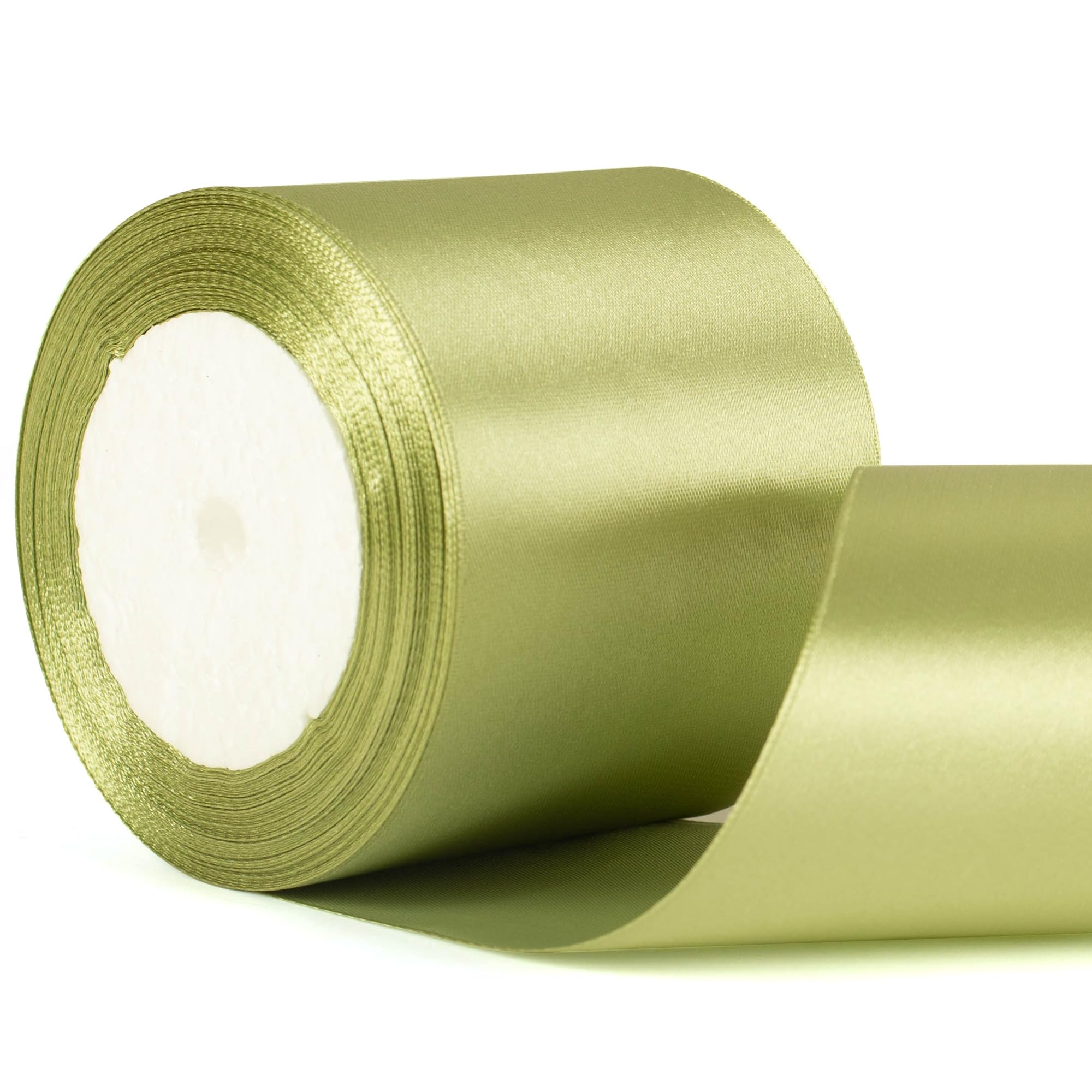 75mm Wide Sage Green Thick Ribbon for Gift Wrapping 22m