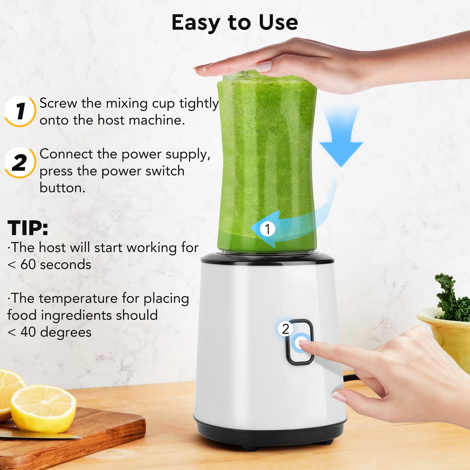 Mixer Smoothie Maker,Mini Standmixer,Smoothie Maker to go,Blender Mixer,BPA-Frei,23000RPM,Doppelbecher-Design (600ml + 400ml) Reisesportflaschen,300W,Blender Elektrisch