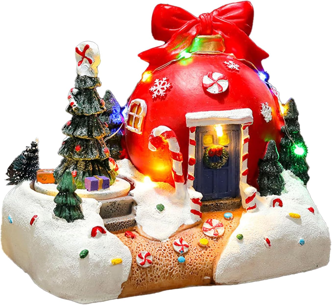 美品❗️ クリスマス ビレッジ ライトセット 17ピース ✨ 樹脂製 🌹 クリスマスビレッジハウス LEDライト付き クリスマス