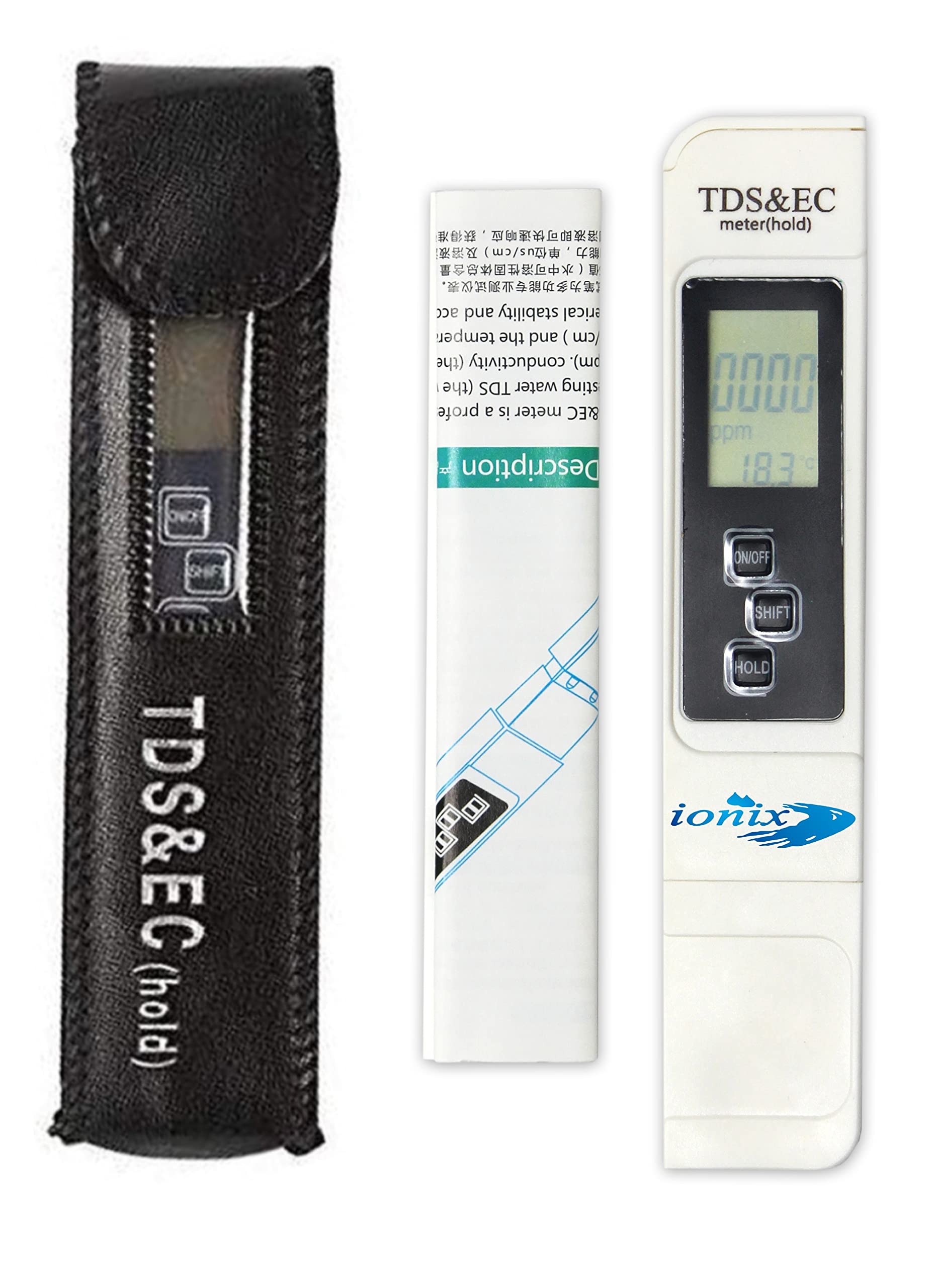 IONIX TDS Meter for Water Testing, EC/TDS Meter, Water TDS Meter Digital for Home, Water Testing Kit, Water Hardness Test Kit for Measuring TDS/Ppm with Carrying case