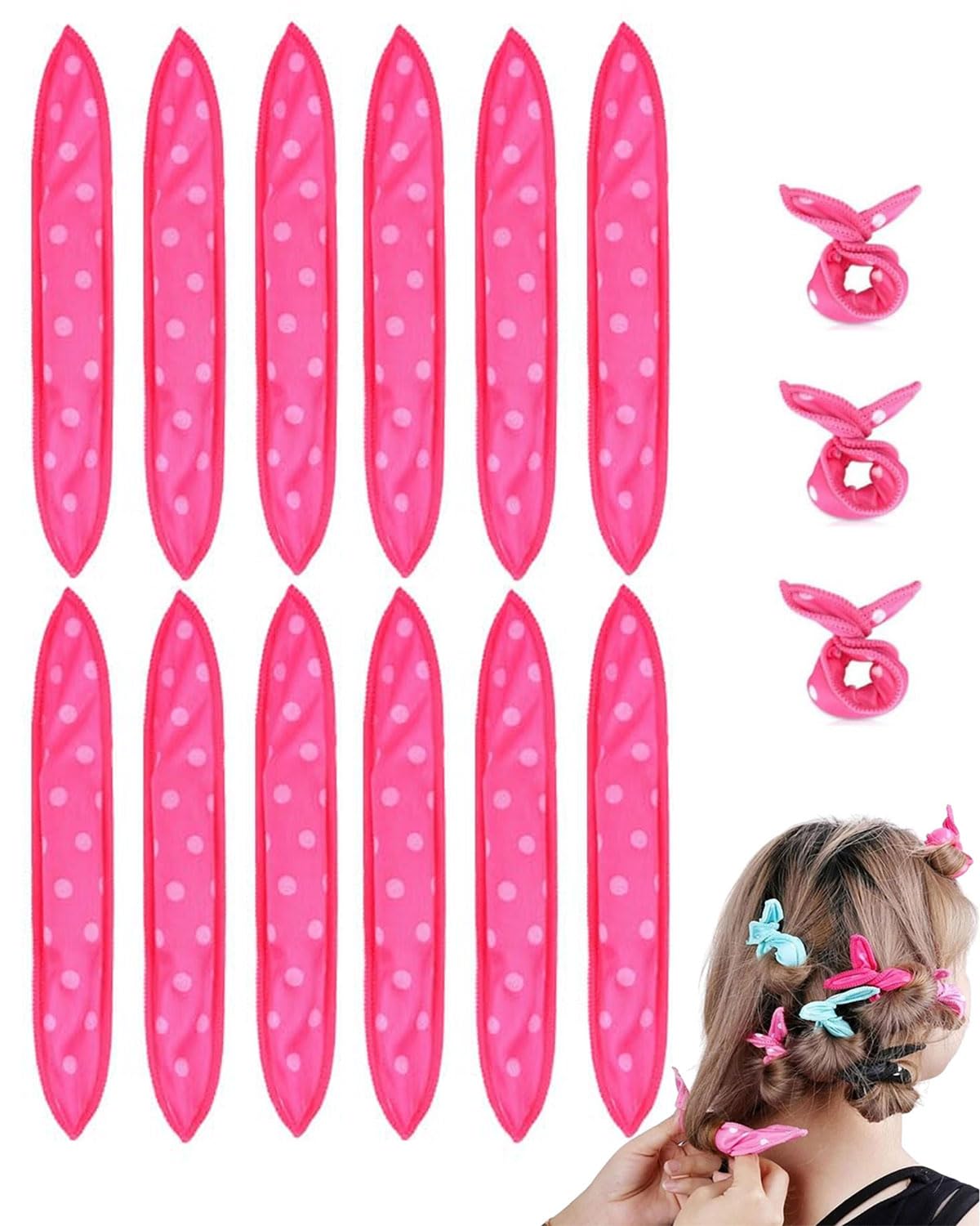 12 Rulli per Capelli,bigodini per dormire,bigodini morbidi per dormire, bigodini in schiuma senza calore per capelli lunghi e medi, bigodini in spugna morbida per dormire per bambini e donne