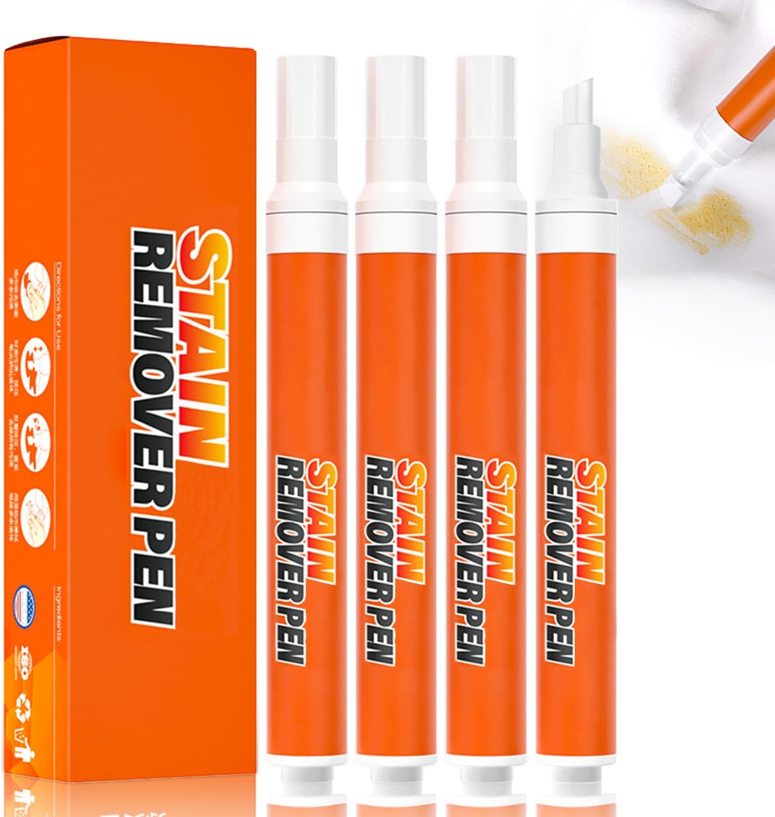 Stain Remover Pen, New Stain Remover Pen for Clothes, Remove Household Stains, Quick Effect And Drying, Travel & Pocket Size (4 PCS)