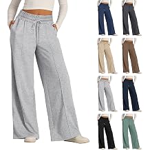 ADHOWBEW Sweat Pants for Womens 2025 Wide Leg High Rise Casual Trendy Elastic Waist Comfy Athletic Joggers