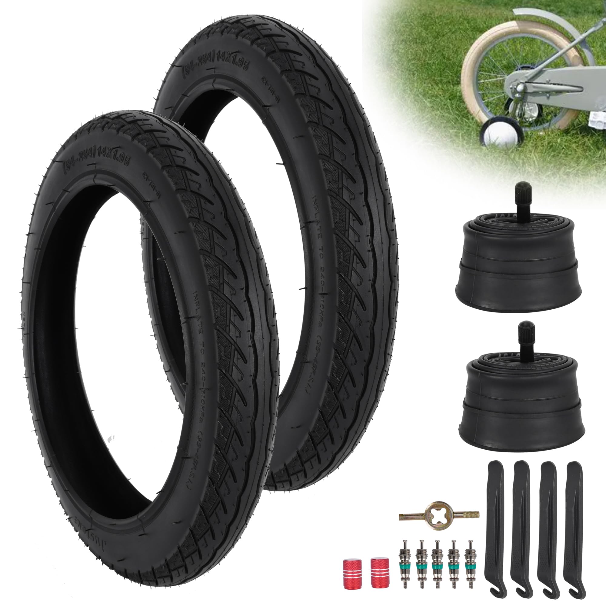 Amazon | WEIYINGSI 14インチ自転車タイヤ 14x1.95/54-254 自転車用